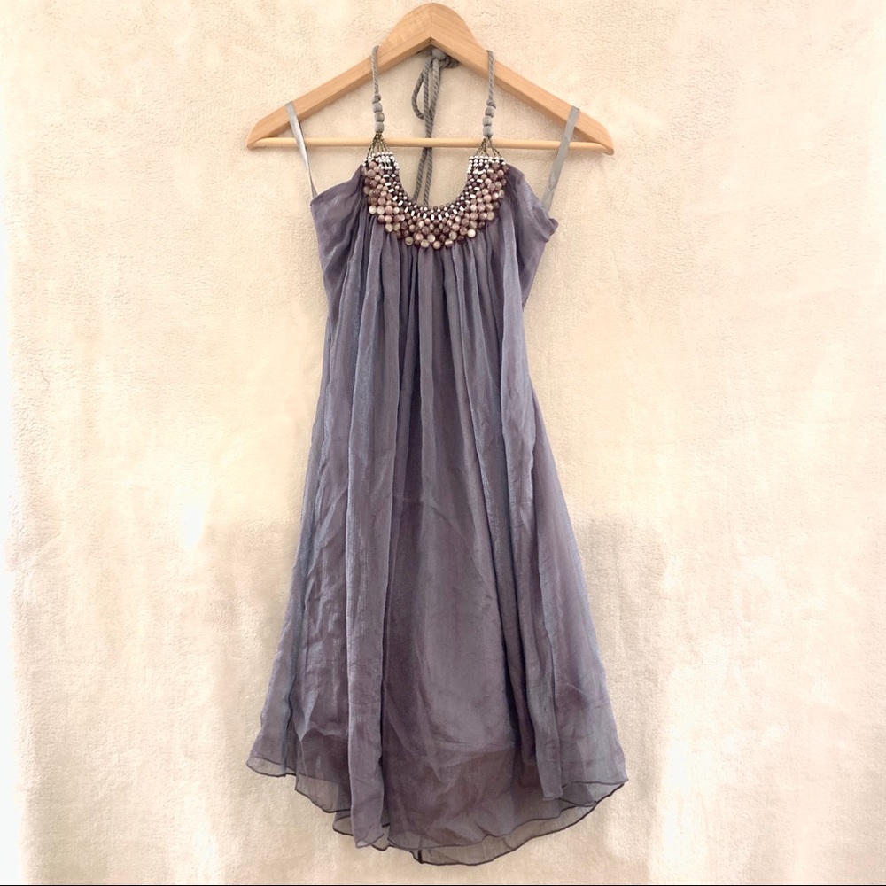 Gray Beaded Bodice Dress/Tunic